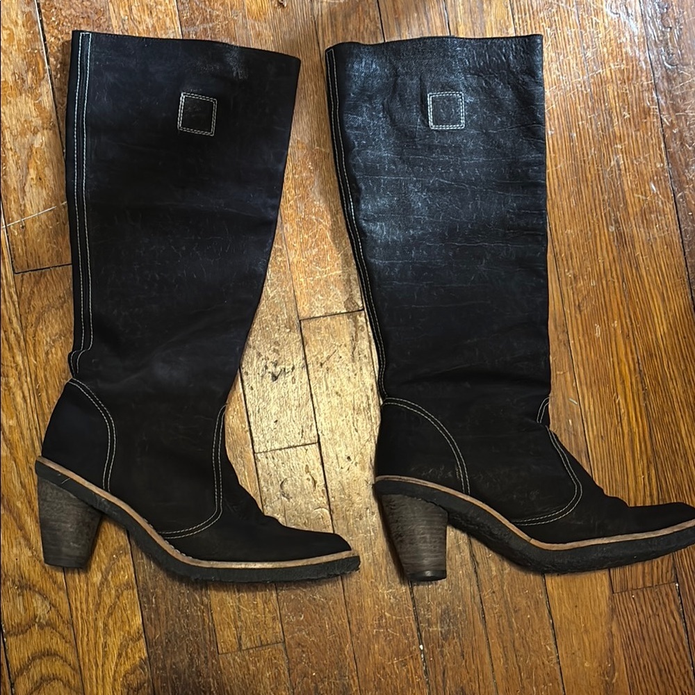 Stuart Weitzman Black Leather Knee-High Boots Sz 9